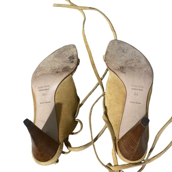 Mui Mui Strappy Suede Heeled Sandals Sz 35 (US Size 5 via chart) - Picture 4 of 10